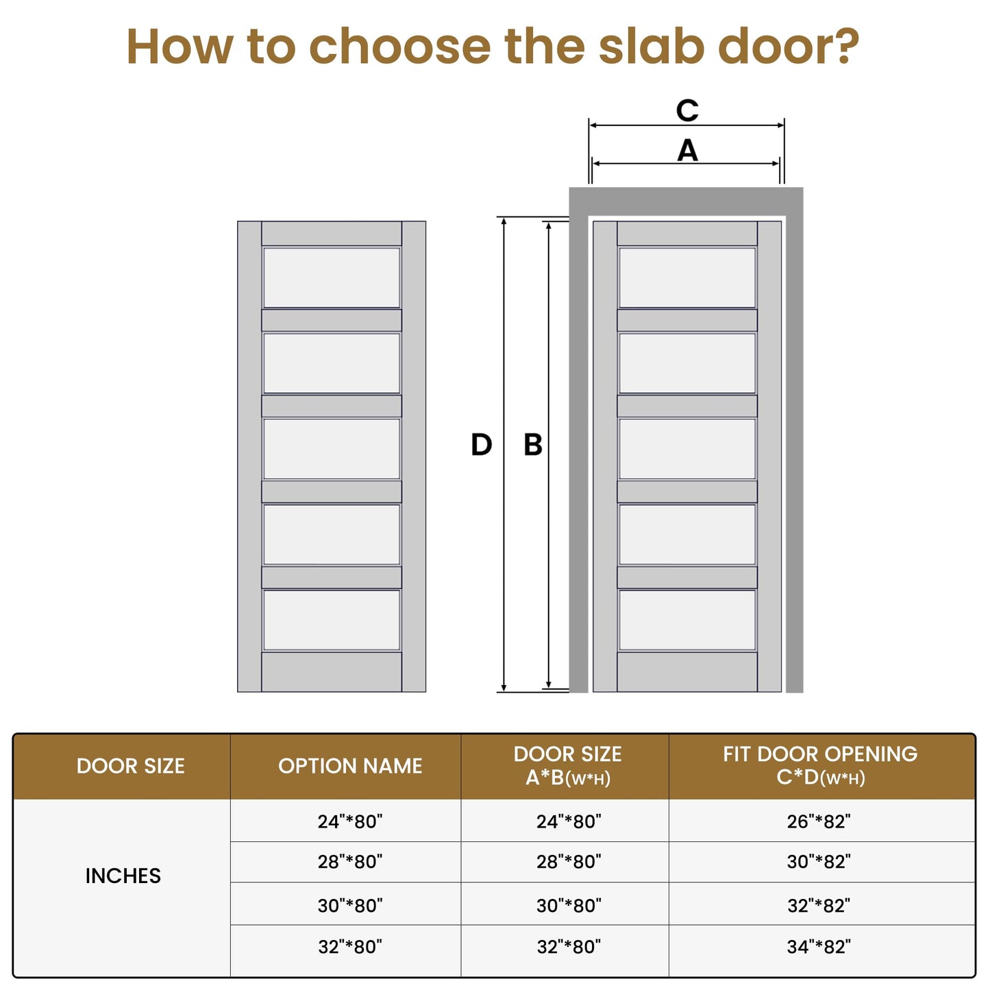 SMARTSTANDARD 24" x 80" Interior Slab Door, Pre-Assembled Solid Core Door