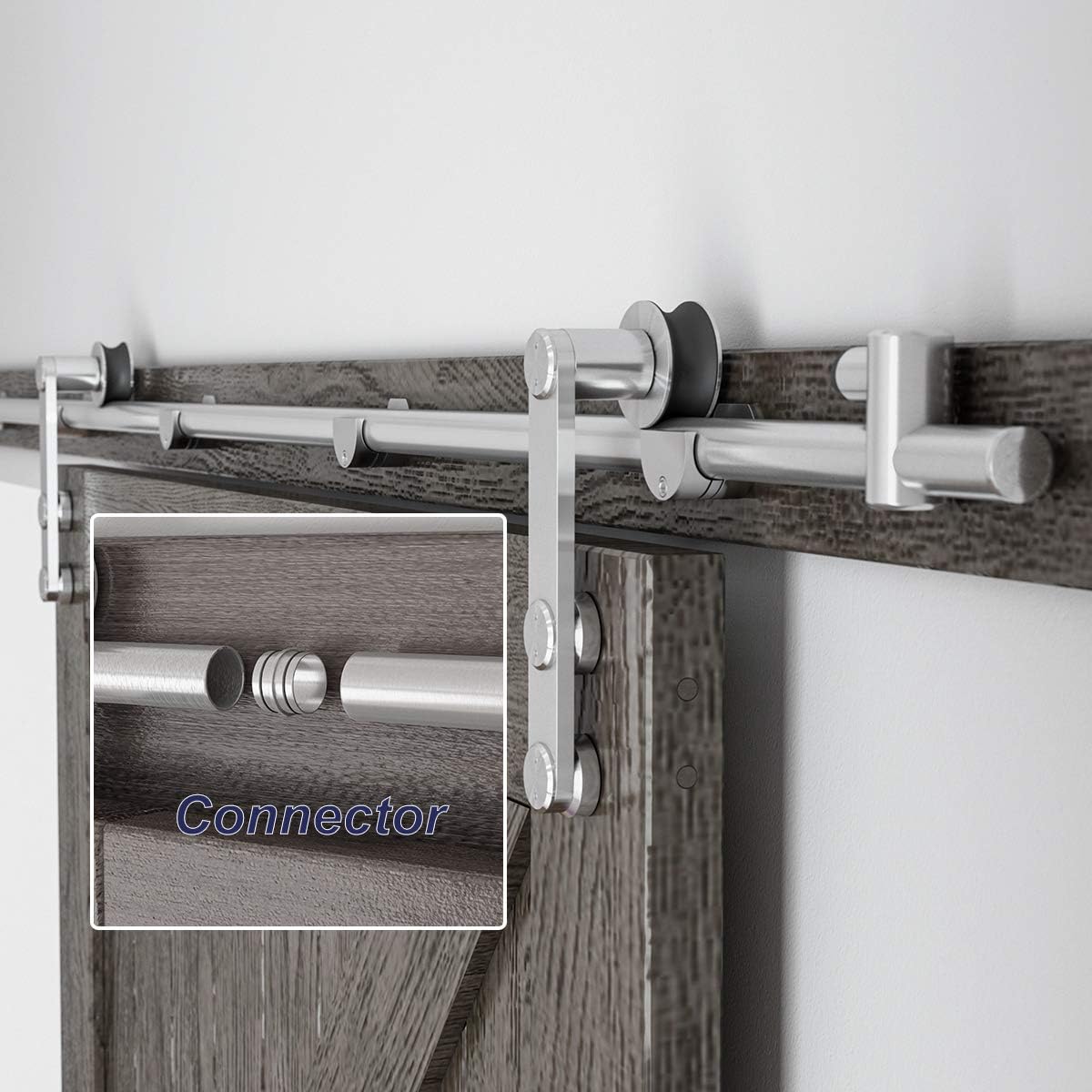 Sliding Barn Door Hardware Kit, Stainless Steel