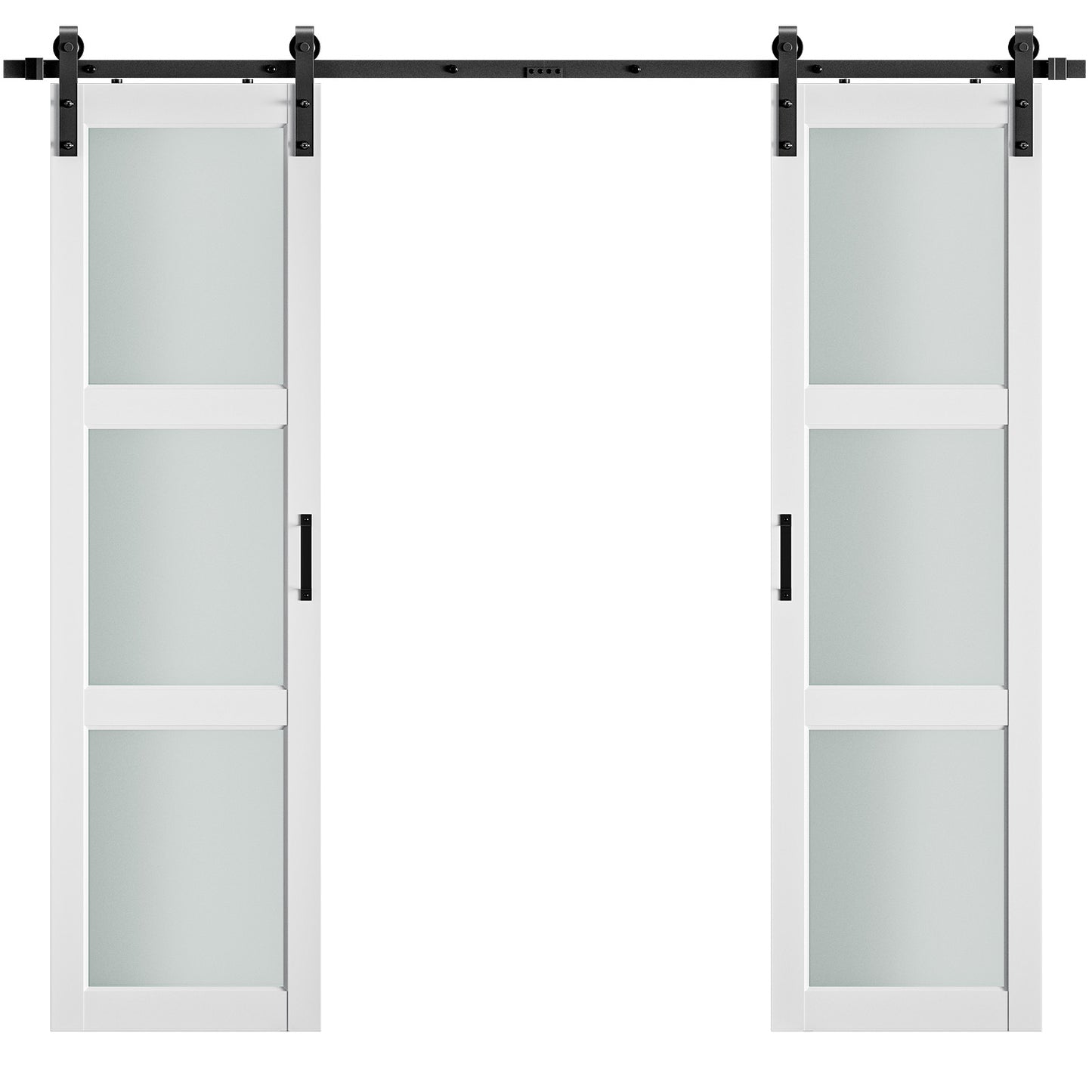 3-Lite Glass Paneled Double Sliding Barn Doors（复制）