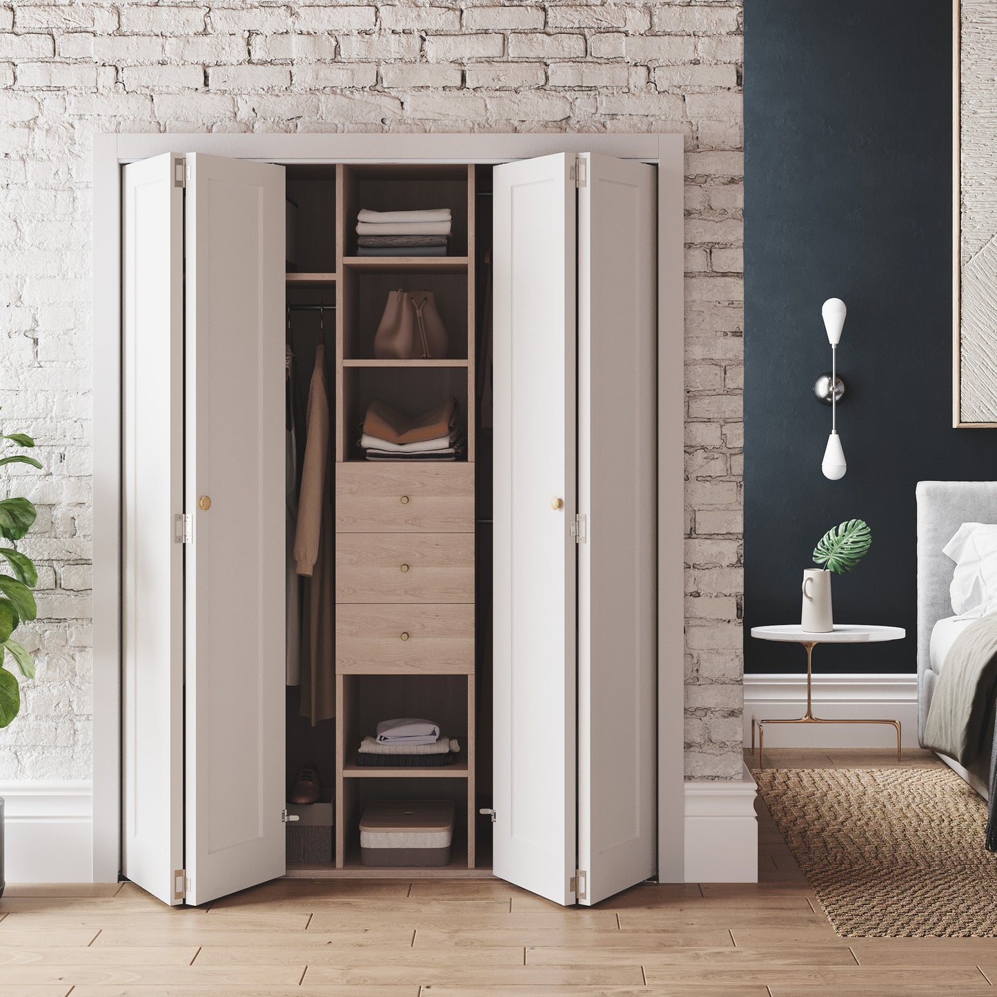 SMARTSTANDARD Bifold Closet Door, 1-Panel Pre-Assembled Interior Folding Door with Complete Hardware Kit, Paintable Door for Bedroom Closets, Pantry, Laundry, White Primed