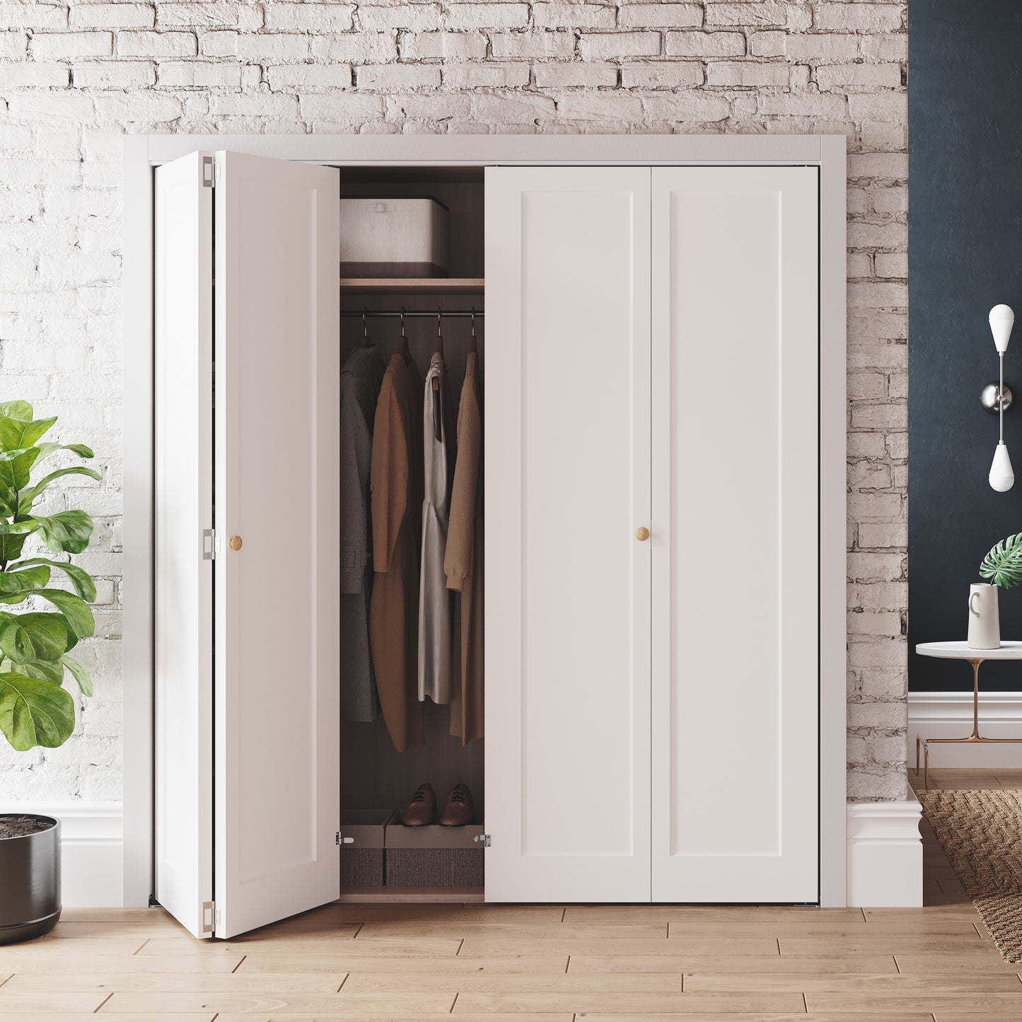 SMARTSTANDARD Bifold Closet Door, 1-Panel Pre-Assembled Interior Folding Door with Complete Hardware Kit, Paintable Door for Bedroom Closets, Pantry, Laundry, White Primed