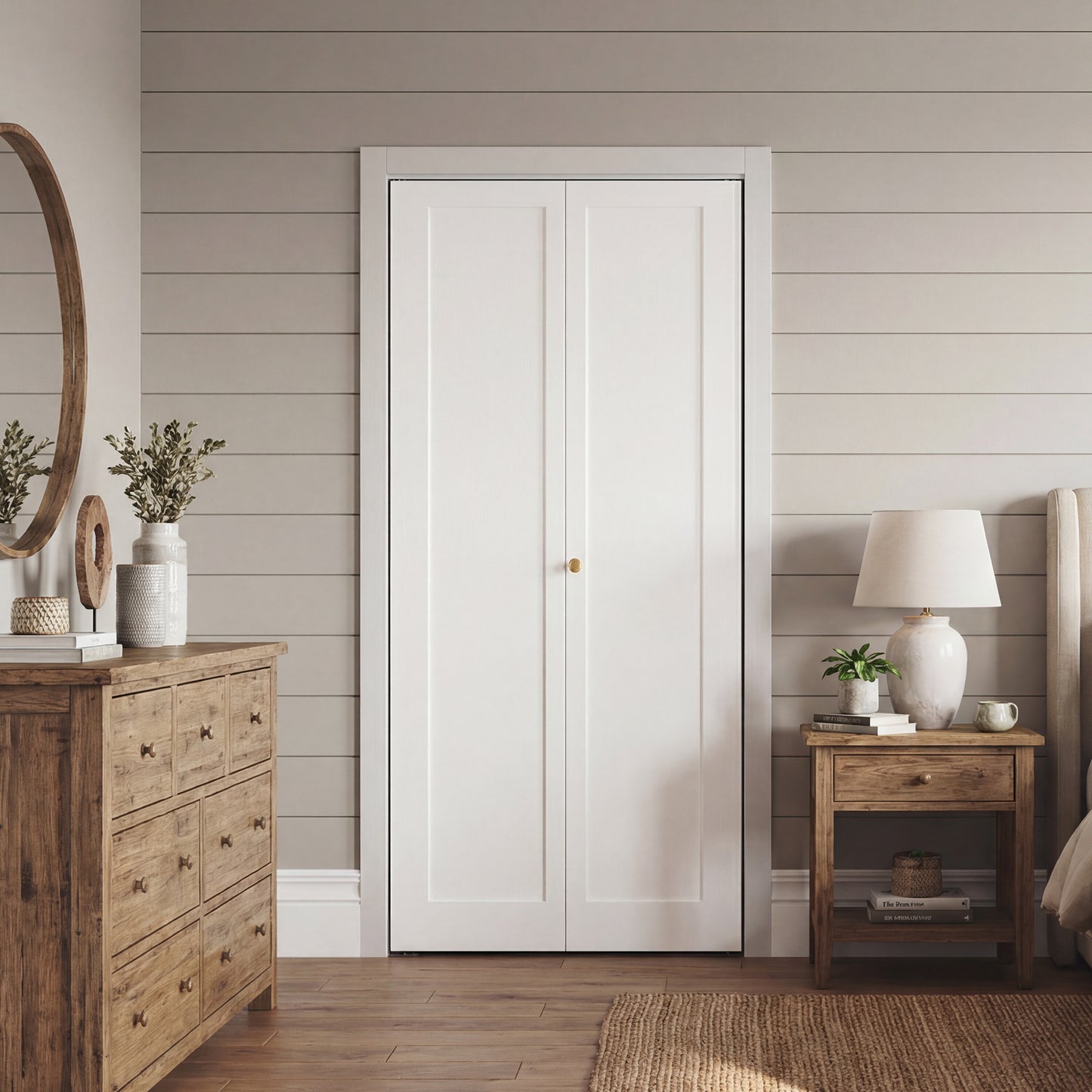 SMARTSTANDARD Bifold Closet Door, 1-Panel Pre-Assembled Interior Folding Door with Complete Hardware Kit, Paintable Door for Bedroom Closets, Pantry, Laundry, White Primed