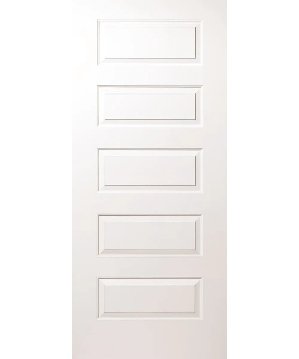 80" Primed 5-Paneled Solid Manufactured Wood Slab Door Without Hardware Kit