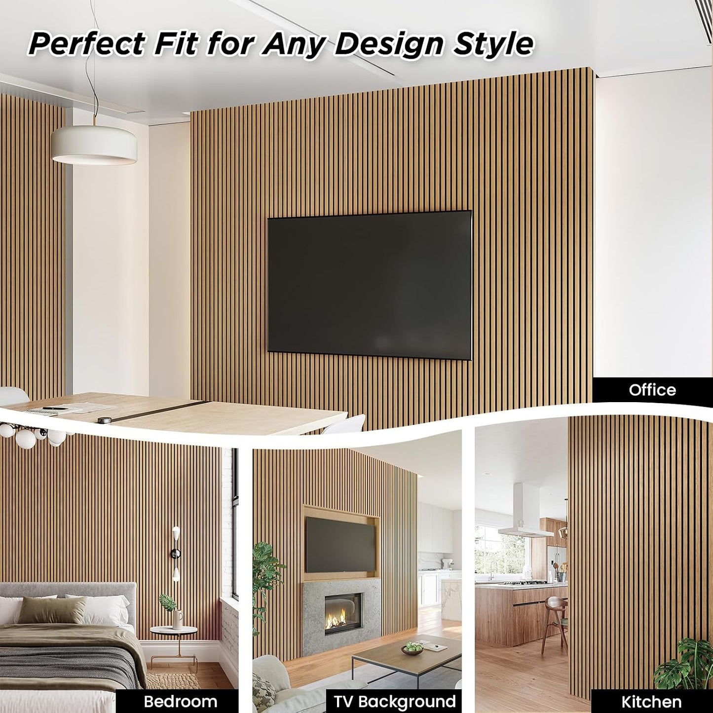 SMARTSTANDARD 2 Pack 106" x 20.5" Wood Slat Wall Panels, American Oak | Soundproof Wooden Wall Panels, Acoustic Wood Panels for Wall, 3D Fluted Wood Panels for Interior Wall Decor