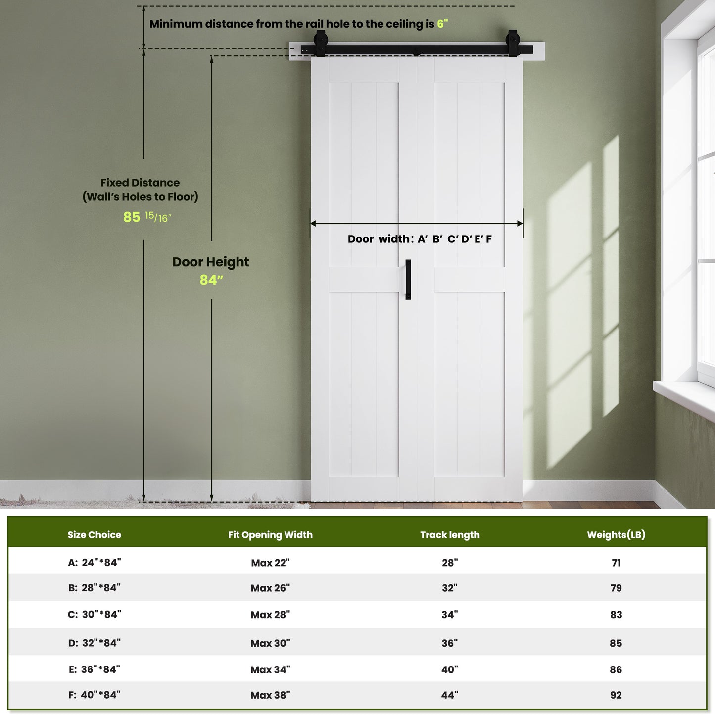 SMARTSTANDARD Bifold Barn Door 28'' x 84'',Bi-Fold Sliding Closet Doors | Hardware Kit Included,32'' Track Kit for 2 Doors,Waterproof & Quiet,Pre-Drilled Holes Easy Assembly,White