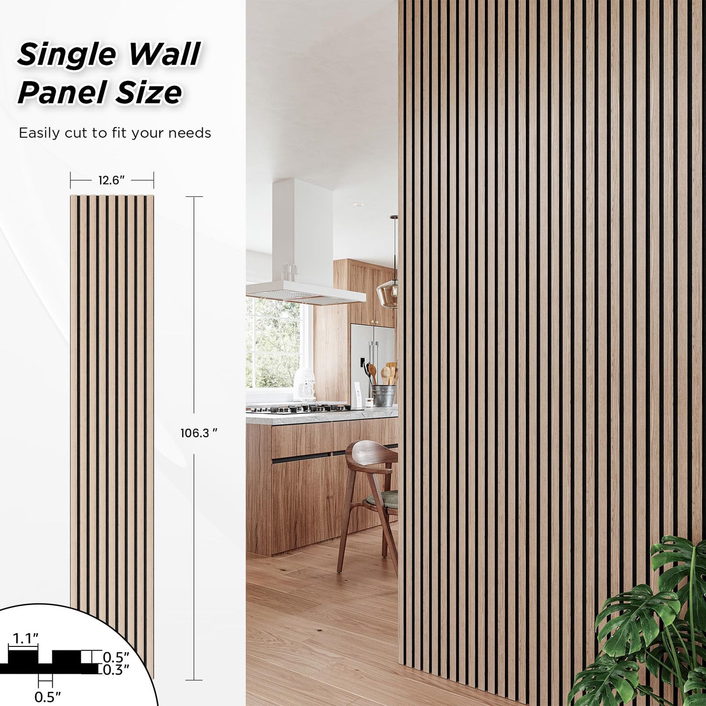 SMARTSTANDARD 2 Pack 106" x 12.6" Wood Slat Wall Panels, Walnut， Soundproof Wooden Wall Panels, Acoustic Wood Panels for Wall, 3D Fluted Wooden Panels for Interior Wall Decor