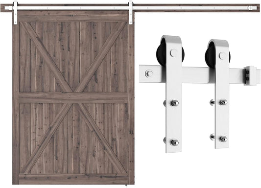 SMARTSTANDARD 10 Feet Brushed Nickel Barn Hardware Kit, Fit 60" W Door | Heavy Duty Sliding Track-Smoothly and Quietly-Easy to Install, J Shape Hanger