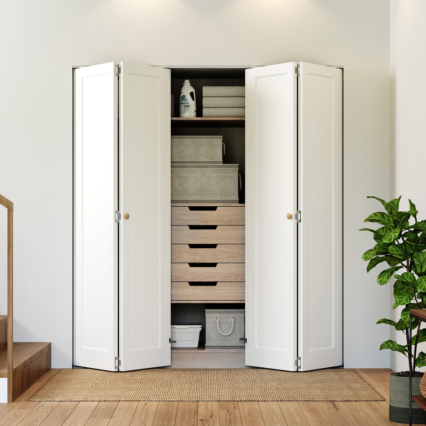 SMARTSTANDARD Bifold Closet Door, 1-Panel Pre-Assembled Interior Folding Door with Complete Hardware Kit, Paintable Door for Bedroom Closets, Pantry, Laundry, White Primed