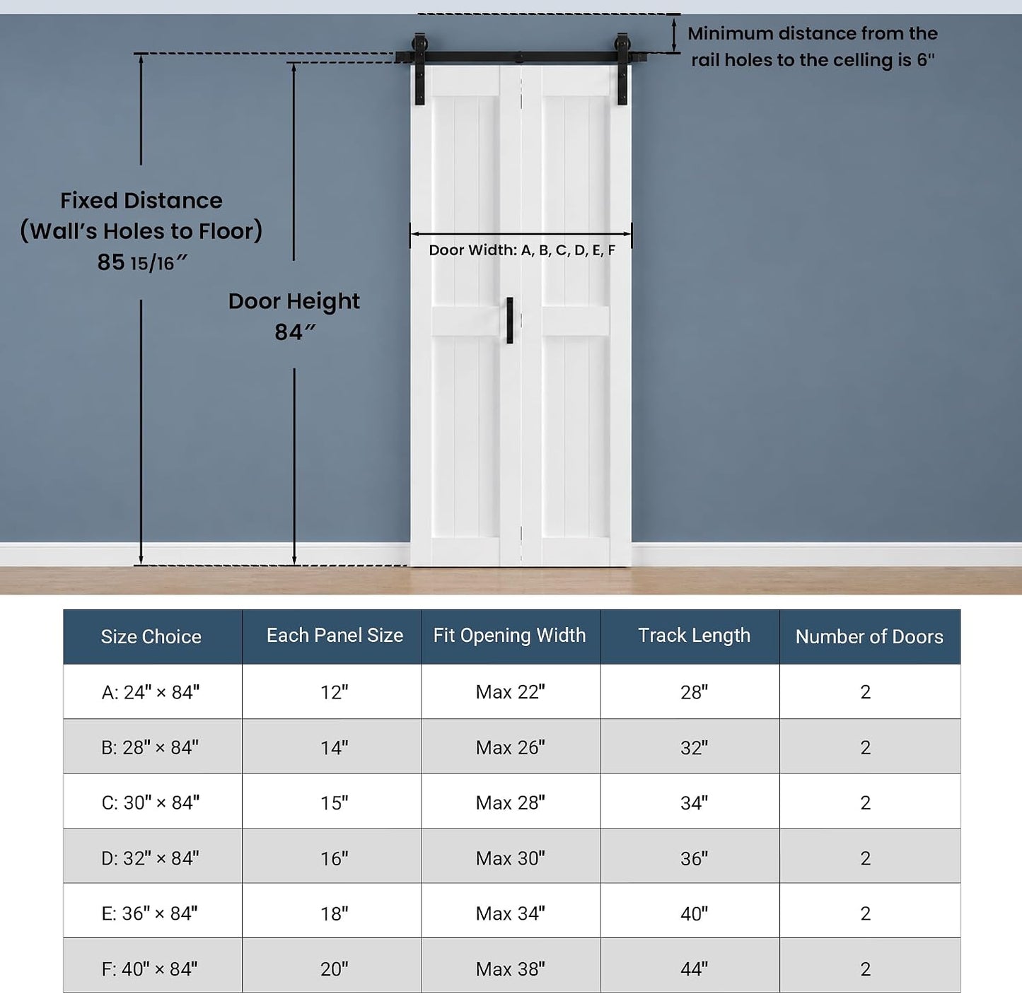 SMARTSTANDARD 32" x 84" H-Shape Bifold Barn Door with Hardware Kits | Double 16" MDF Panels Bi-Fold Closet Doors, Waterproof PVC Surface, Pre-Drilled Folding Doors for Bedroom Pantry