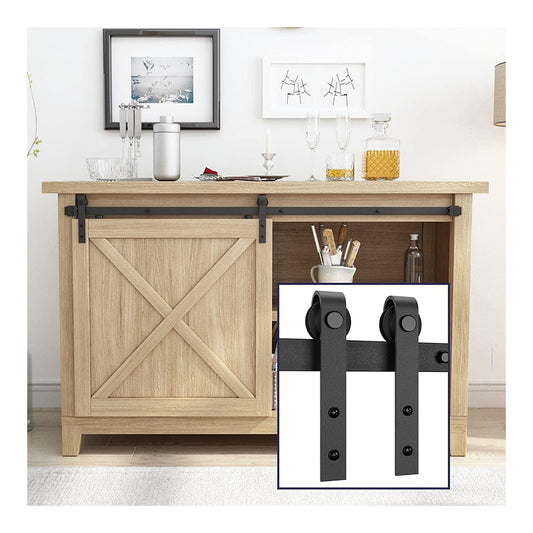 Cabinet Sliding Barn Door Hardware Kit, J Shape Hanger