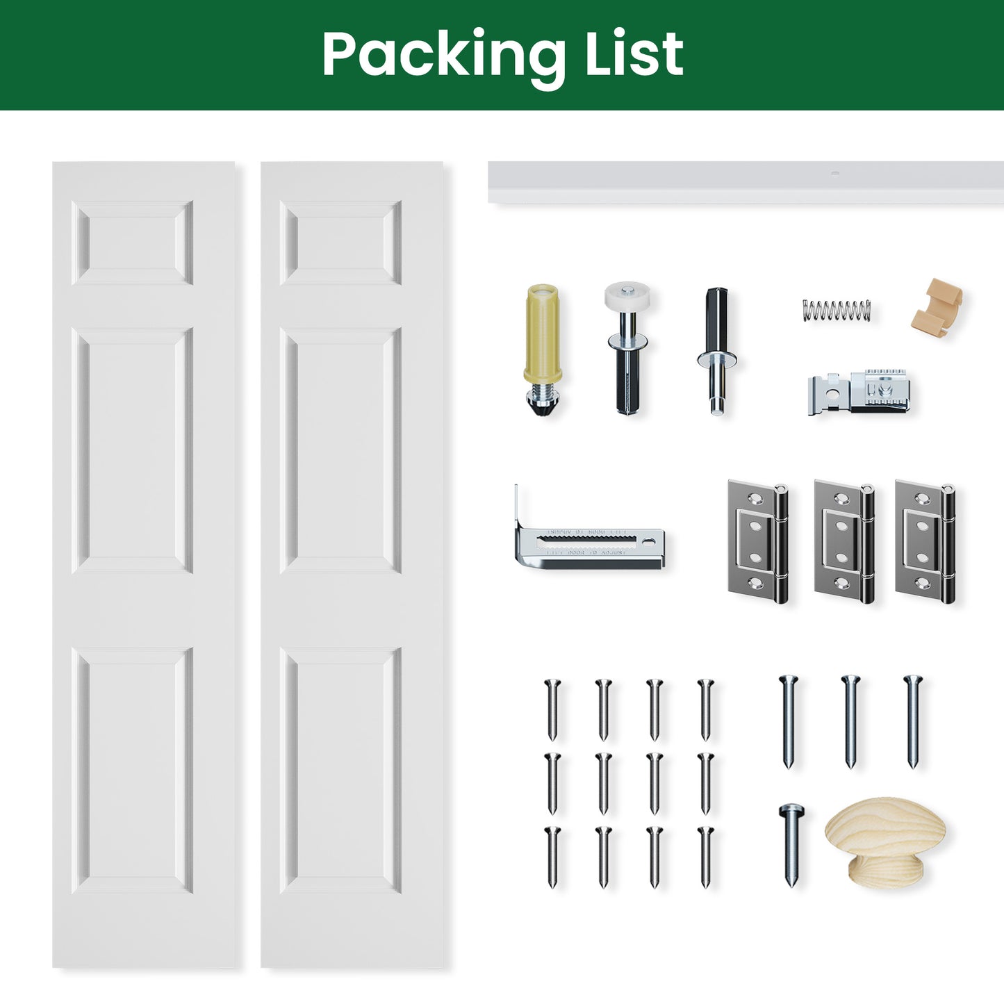 SMARTSTANDARD Paintable Bifold Door, 3-Panels Closet Doors with Hardward Kits, White Primed Surface Ready for Painting, Elegant Molded Design, Easy Installation