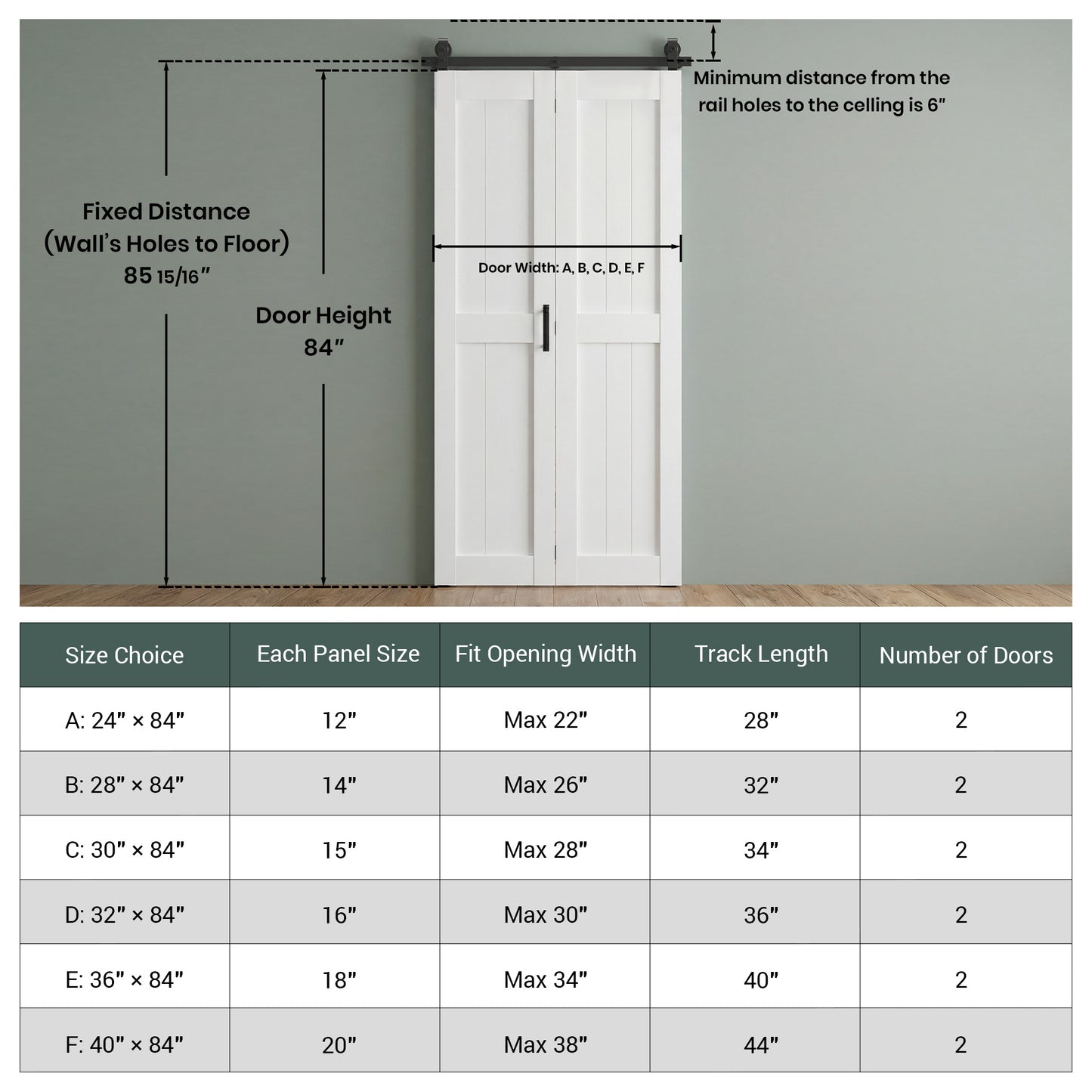 SMARTSTANDARD Bifold Barn Door H-Shape ，Bi-Fold Sliding Closet Doors with Hardware Kit，MDF Wood Door with PVC Surface，Waterproof & Sliding Smooth Bifold Doors for Closet,Living Room, Bedroom