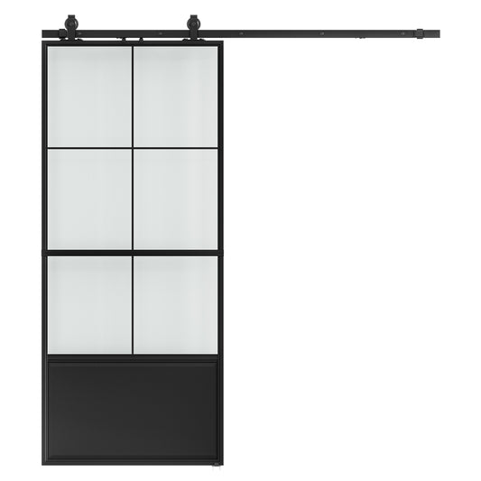 Glass Sliding Barn Door with Hardware Kit & Soft Close Mechanism