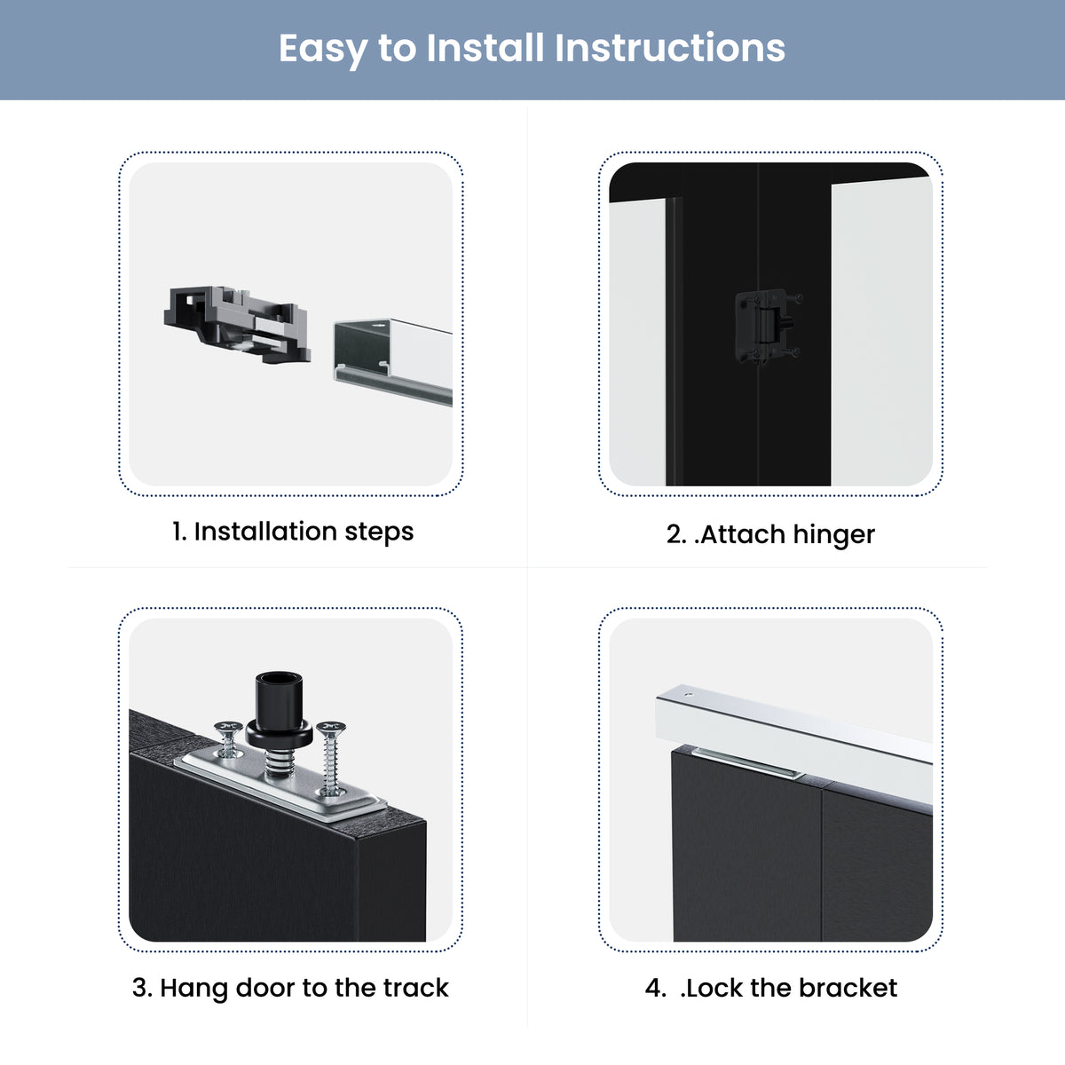 SMARTSTANDARD 24" x 80 Bifold Closet Door, Tempered Frosted Glass, Black, MDF, with Bi-fold Door Hardware Kit Included, Preassembled Panel, Water-Proof PVC Surface, Easy Install, Space-Saving