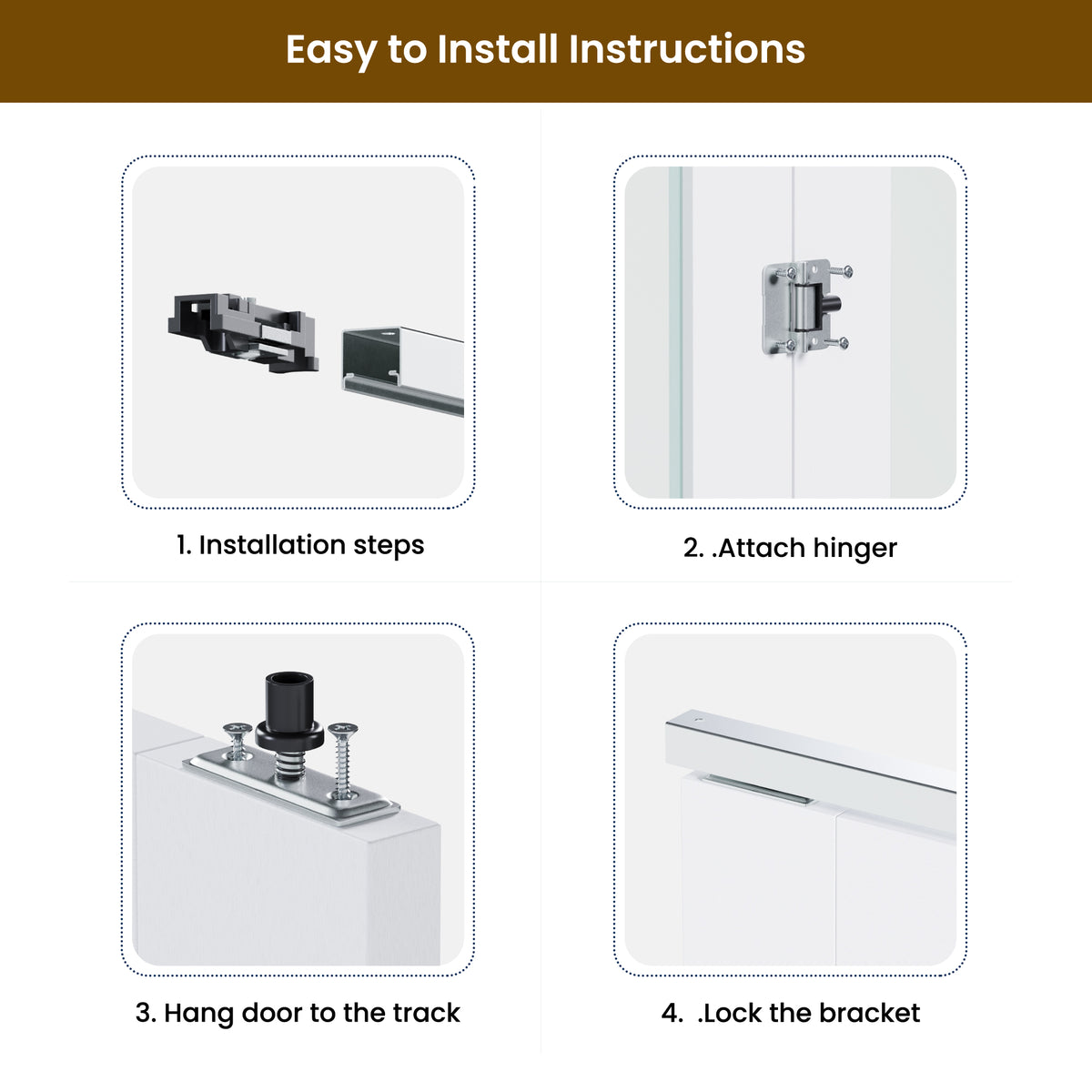 SMARTSTANDARD Bifold Door for 32" x 80-3/4" Opening, Tempered Frosted Glass, Closet Folding Doors with Hardware kit Included, White, Water-Proof PVC Surface, Easy Install, Space-Saving