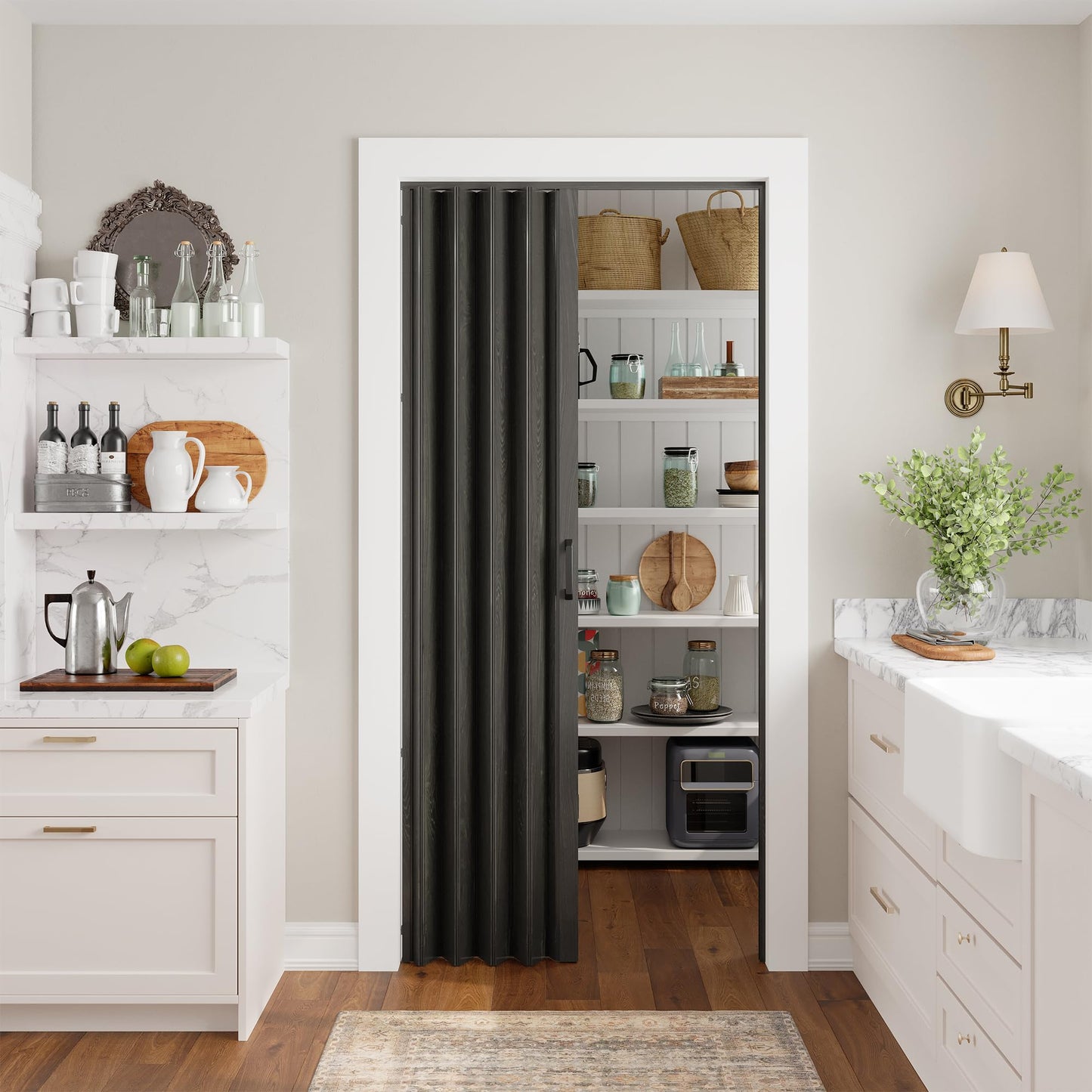SmartStandard 48" x 80" Accordion Doors Interior, Double Walled, Black