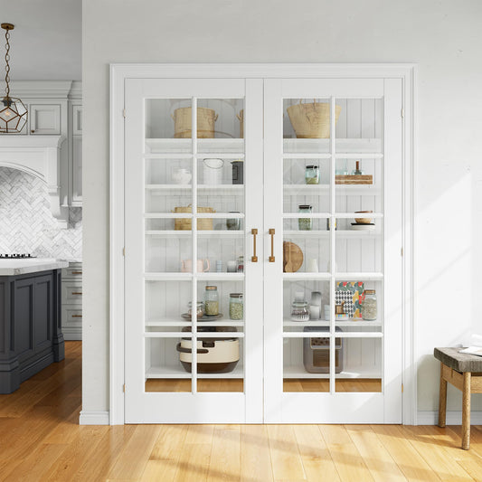 SMARTSTANDARD 60" x 80" Clear Glass French Interior Solid Core Door Slab