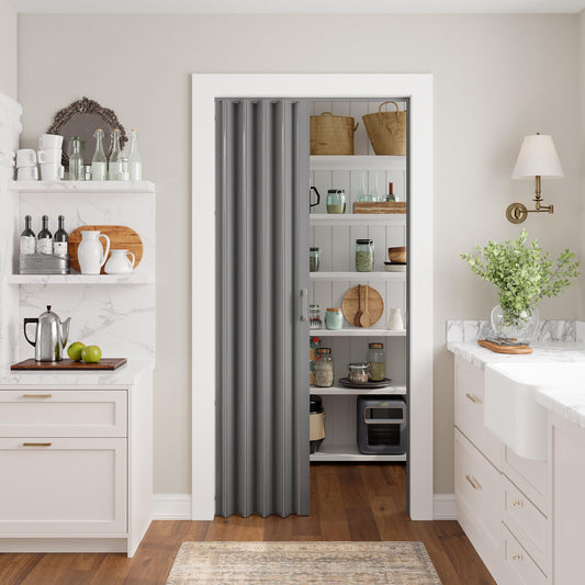 SmartStandard 48" x 80" Accordion Doors Interior, Double Walled, Grey