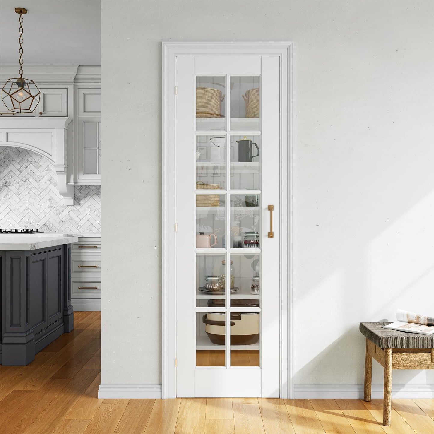SMARTSTANDARD 24" x 80" Clear Glass French Interior Solid Core Door Slab