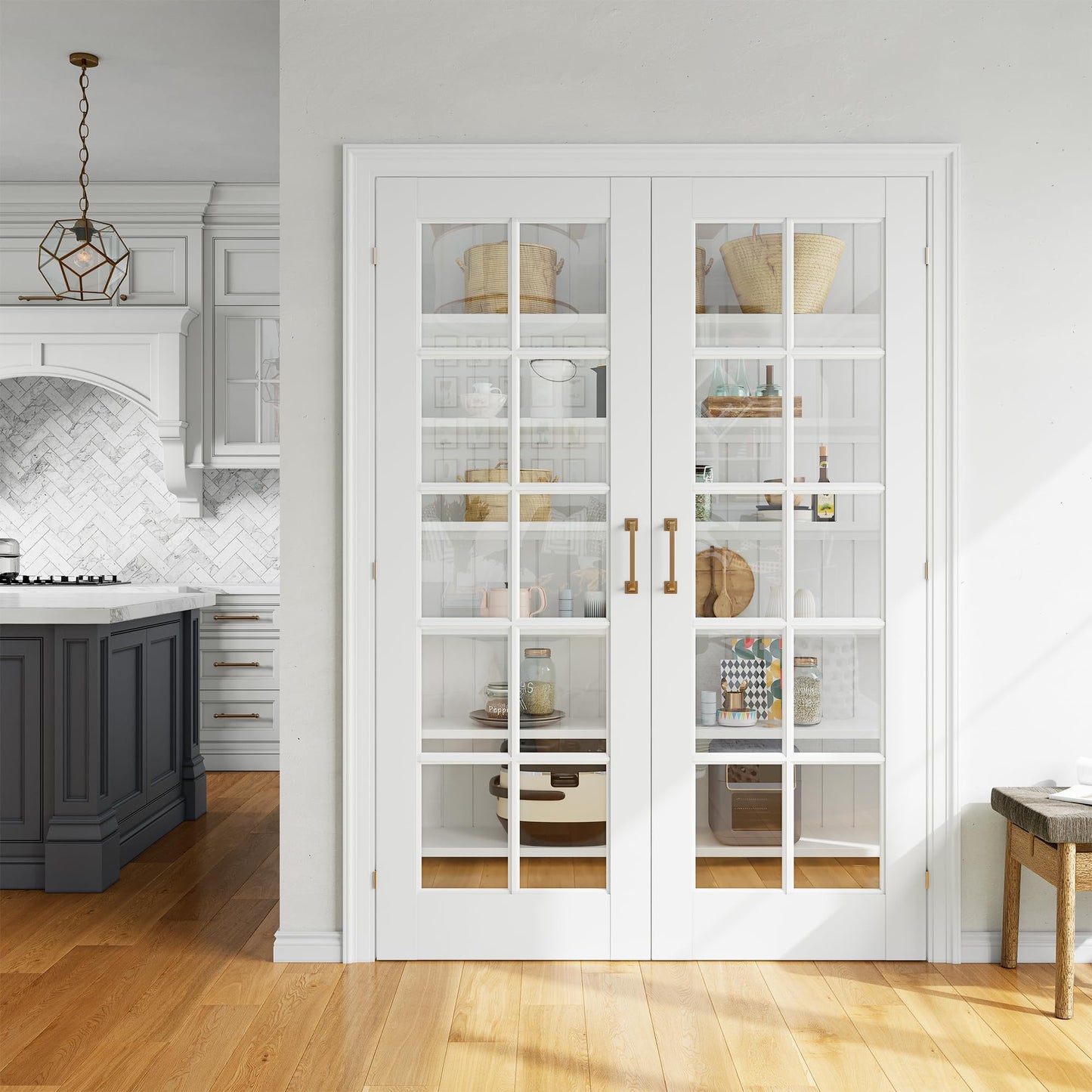 SMARTSTANDARD 56" x 80" Clear Glass French Interior Solid Core Door Slab