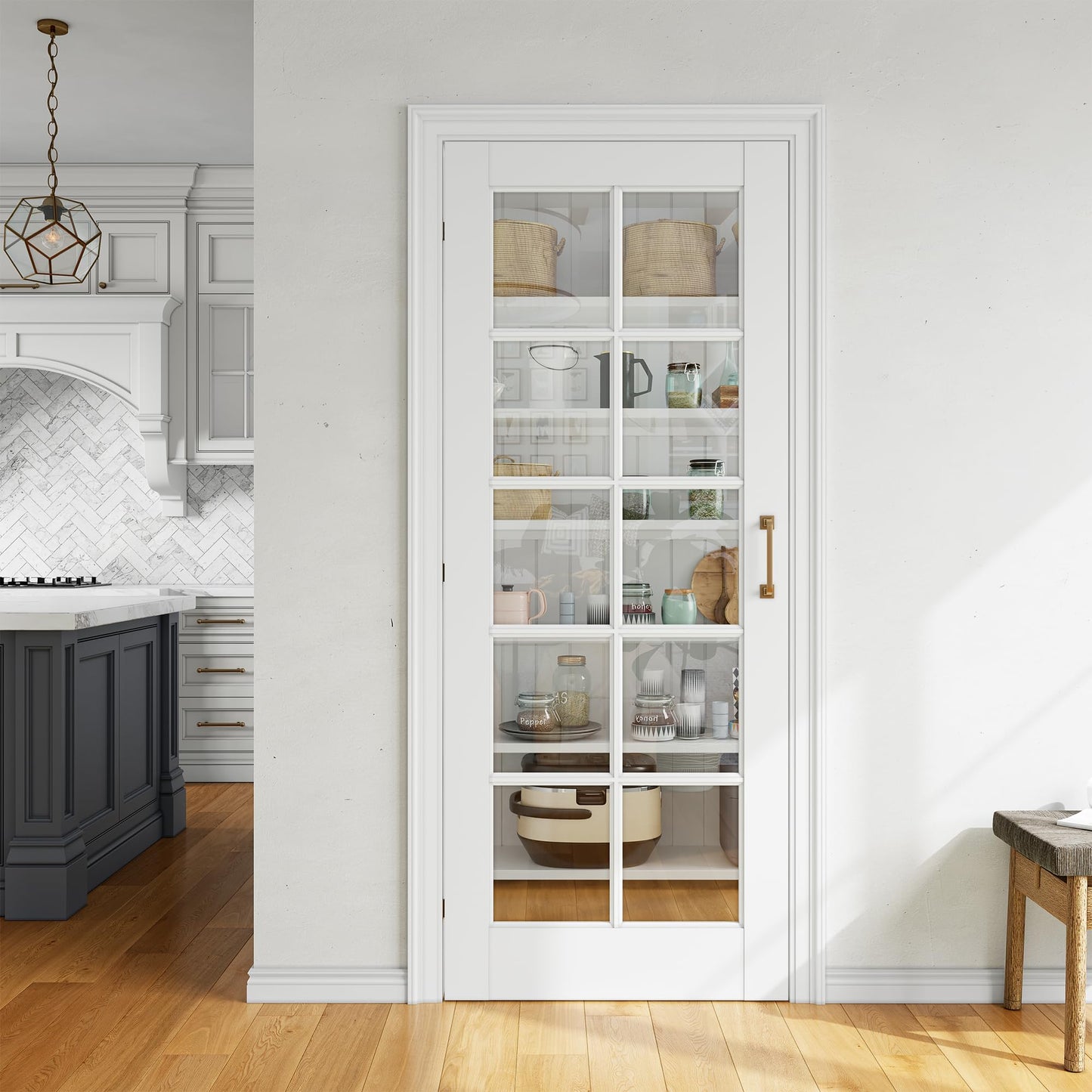 SMARTSTANDARD 30" x 80" Clear Glass French Interior Solid Core Door Slab
