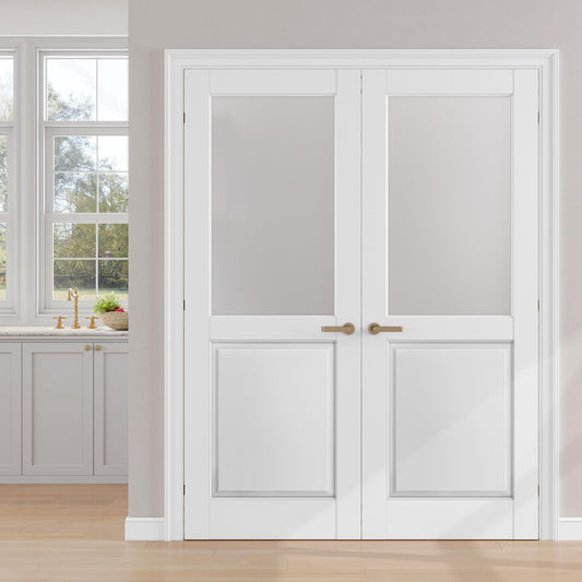 SMARTSTANDARD 60" x 80" Frosted Glass Interior Door Slab, Solid Core