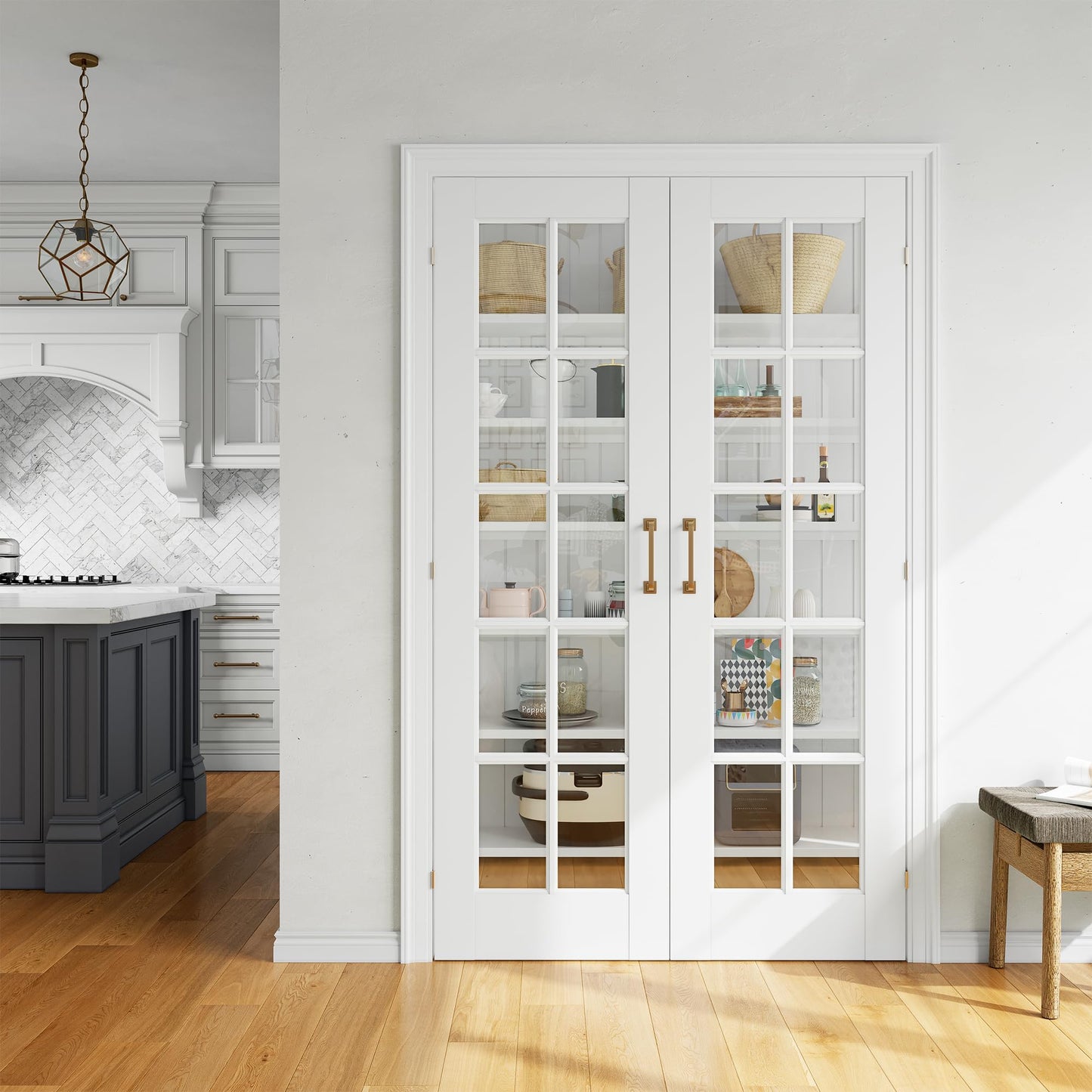 SMARTSTANDARD 48" x 80" Clear Glass French Interior Solid Core Door Slab