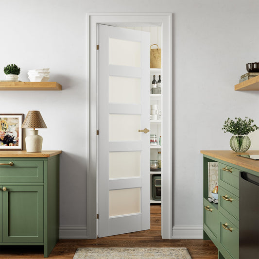 SMARTSTANDARD 24" x 80" Frosted Glass Pantry Door, Solid Core Slab Door