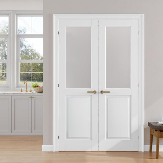 SMARTSTANDARD 48" x 80" Frosted Glass Interior Door Slab, Solid Core