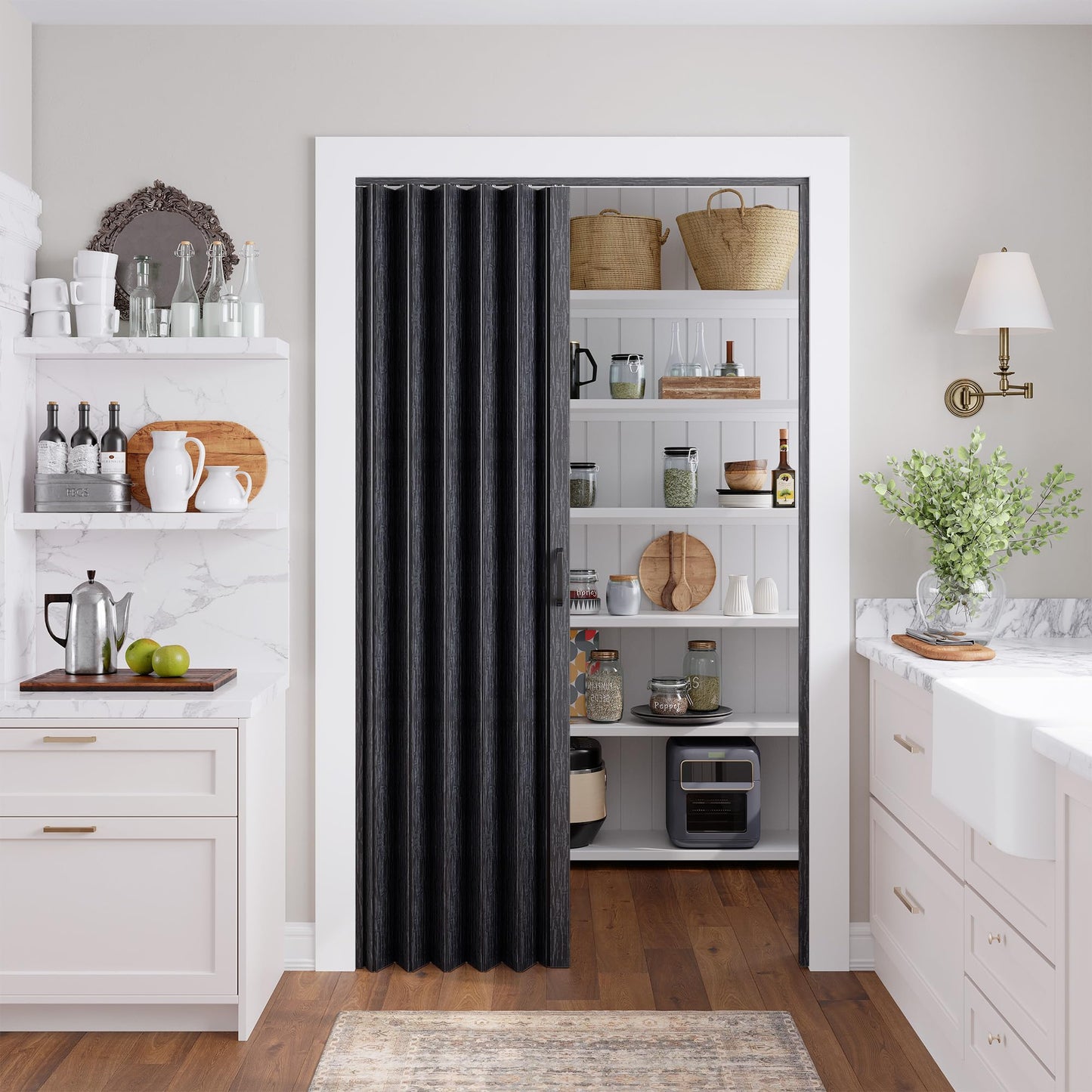 SmartStandard 42" x 80" Accordion Doors, Double Walled, Classic Black