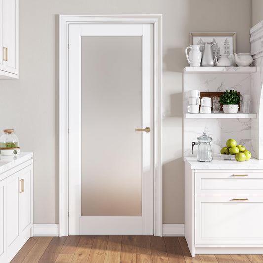 SMARTSTANDARD 32" x 80" Slab Door, Solid Core Frosted Glass Pantry Door