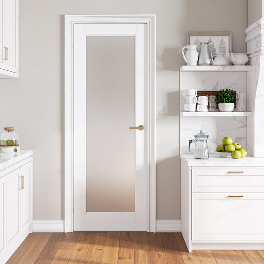 SMARTSTANDARD 28" x 80" Slab Door, Solid Core Frosted Glass Pantry Door