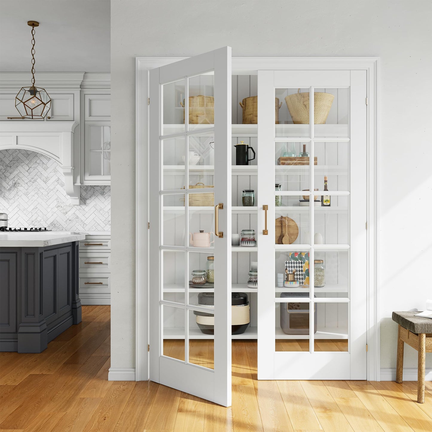 SMARTSTANDARD 56" x 80" Clear Glass French Interior Solid Core Door Slab