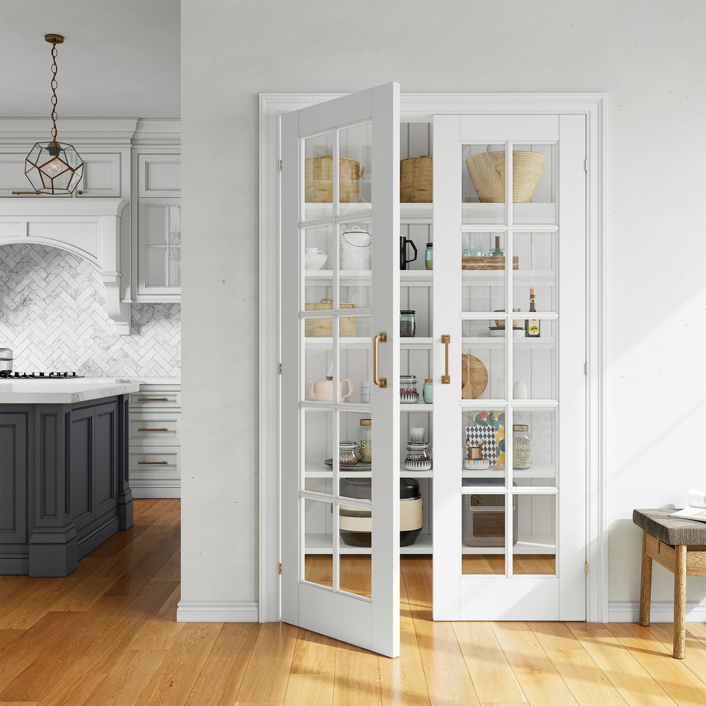 SMARTSTANDARD 48" x 80" Clear Glass French Interior Solid Core Door Slab