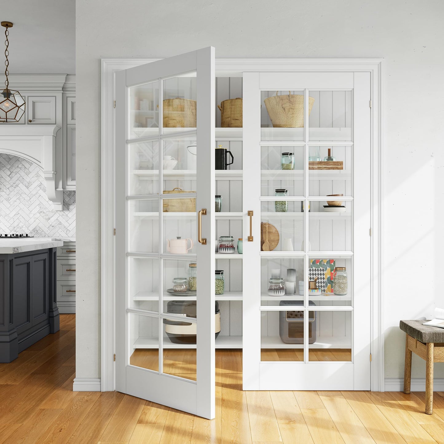 SMARTSTANDARD 60" x 80" Clear Glass French Interior Solid Core Door Slab