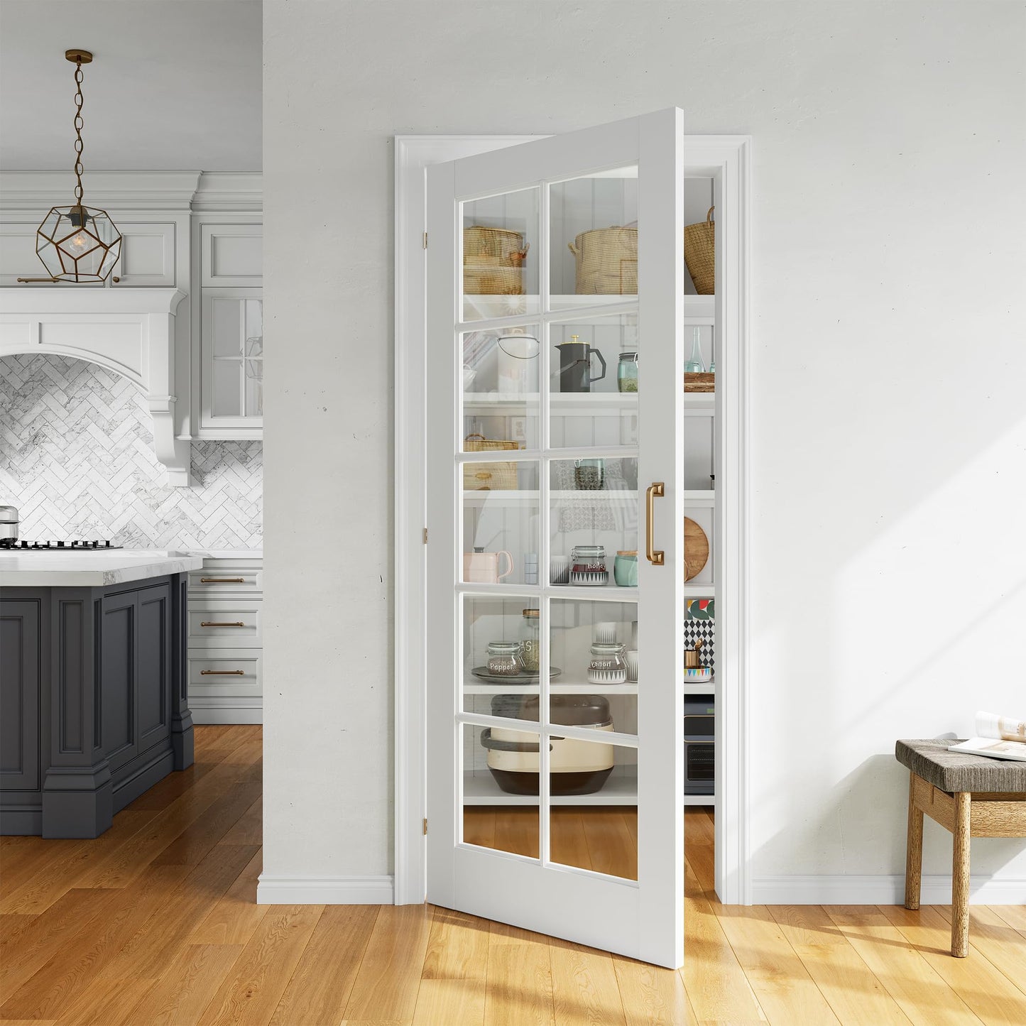 SMARTSTANDARD 30" x 80" Clear Glass French Interior Solid Core Door Slab