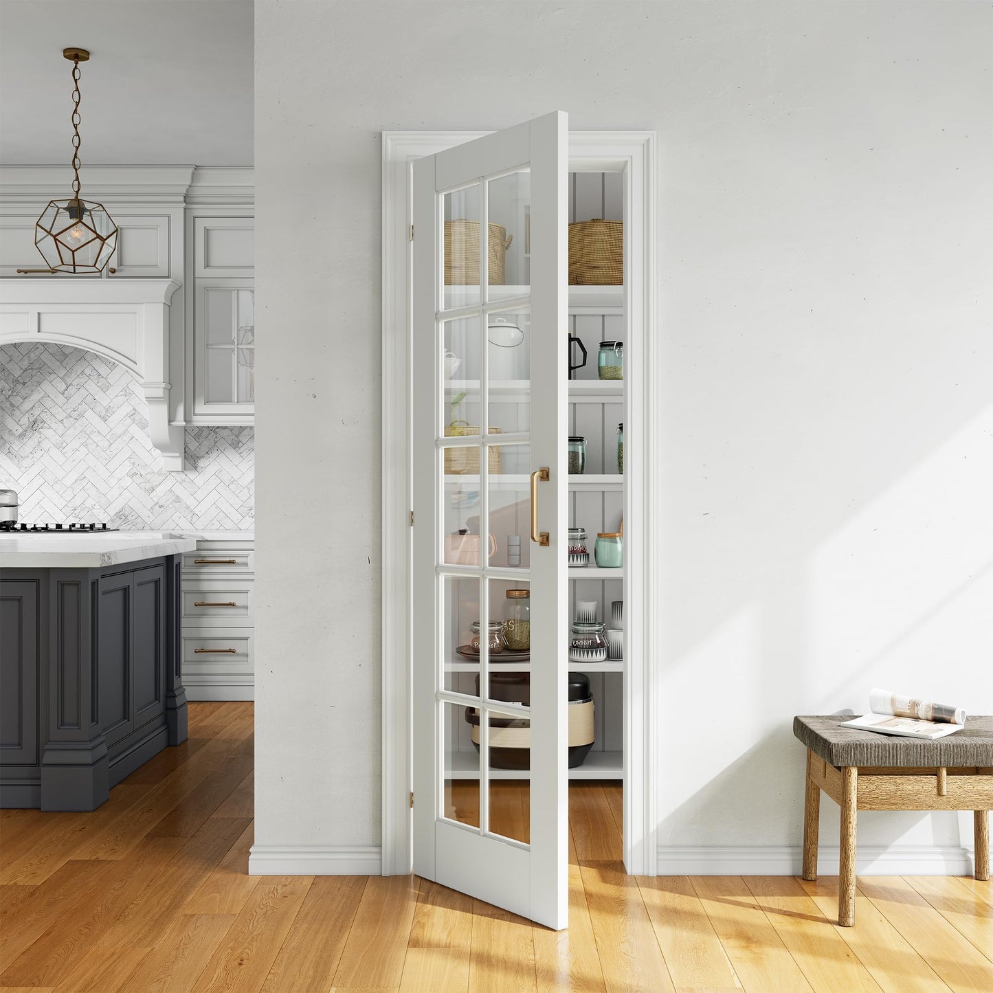 SMARTSTANDARD 24" x 80" Clear Glass French Interior Solid Core Door Slab