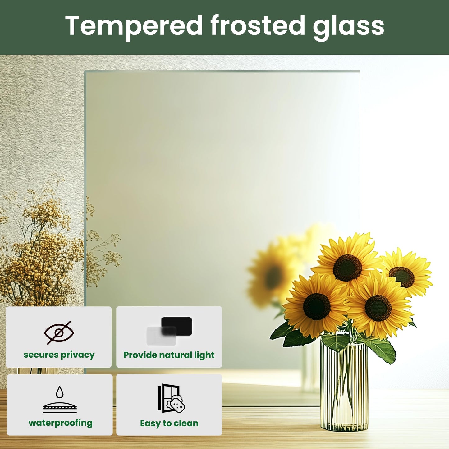 SMARTSTANDARD 28" x 80" Frosted Glass Pantry Door, Solid Core Slab Door