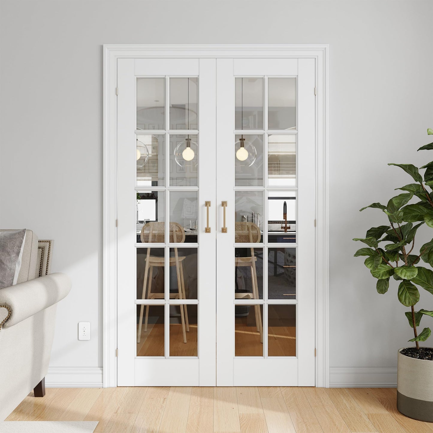 SMARTSTANDARD 48" x 80" Clear Glass French Interior Solid Core Door Slab