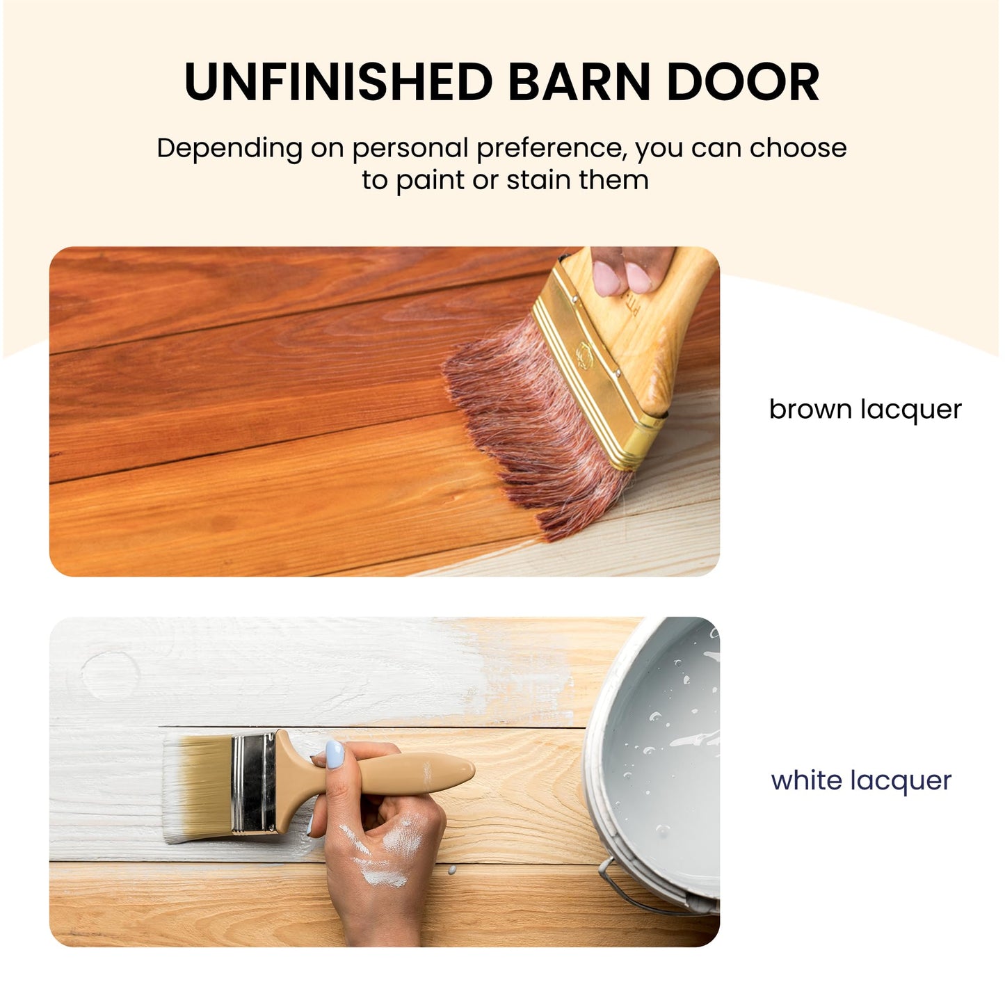 SMARTSTANDARD 30in x 80in Sliding Barn Door with Brushed Nickel Hardware | 5FT Track Kit & Handle, Assembly is Required, DIY Unfinished Solid Spruce Wood Panelled Slab, K-Frame