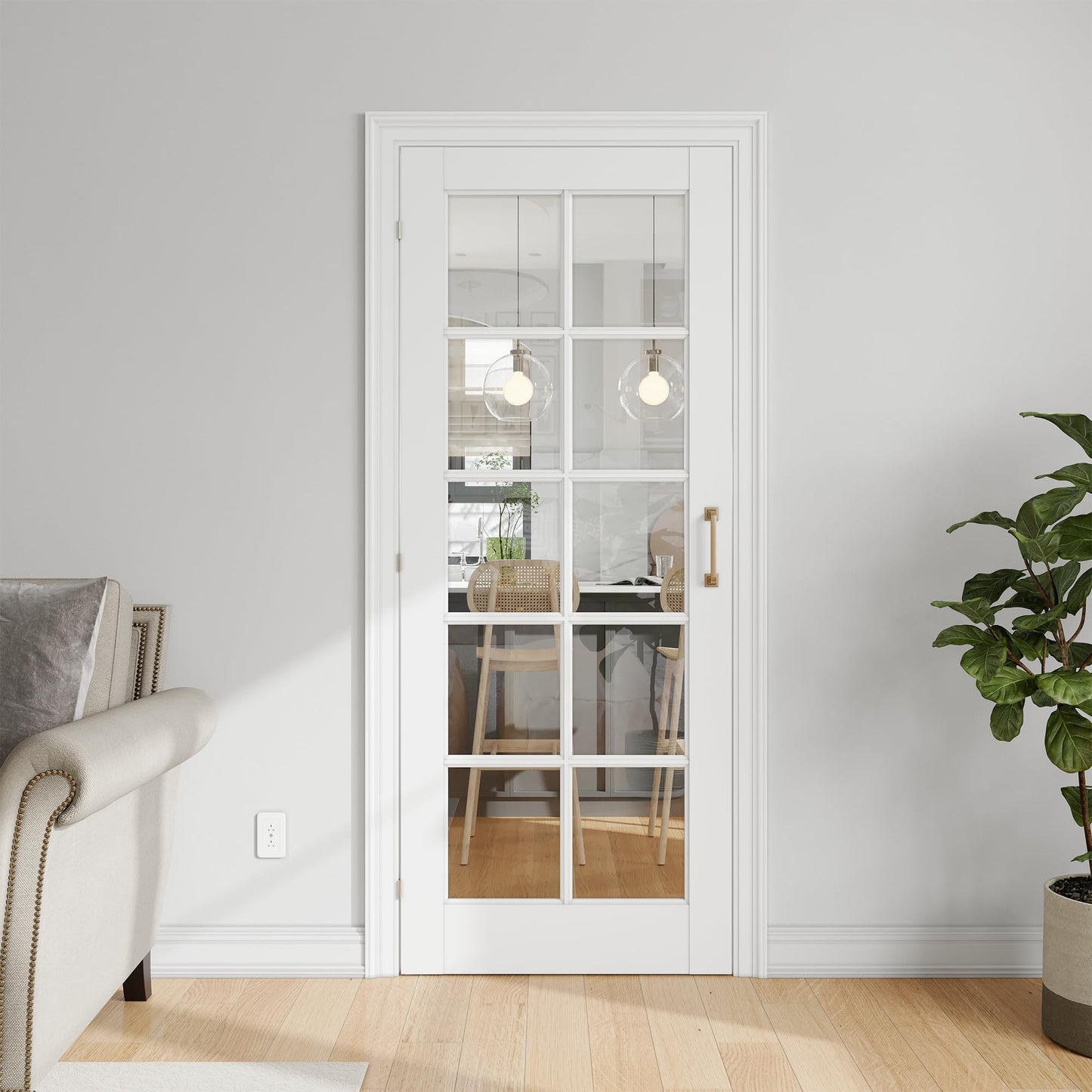 SMARTSTANDARD 24" x 80" Clear Glass French Interior Solid Core Door Slab