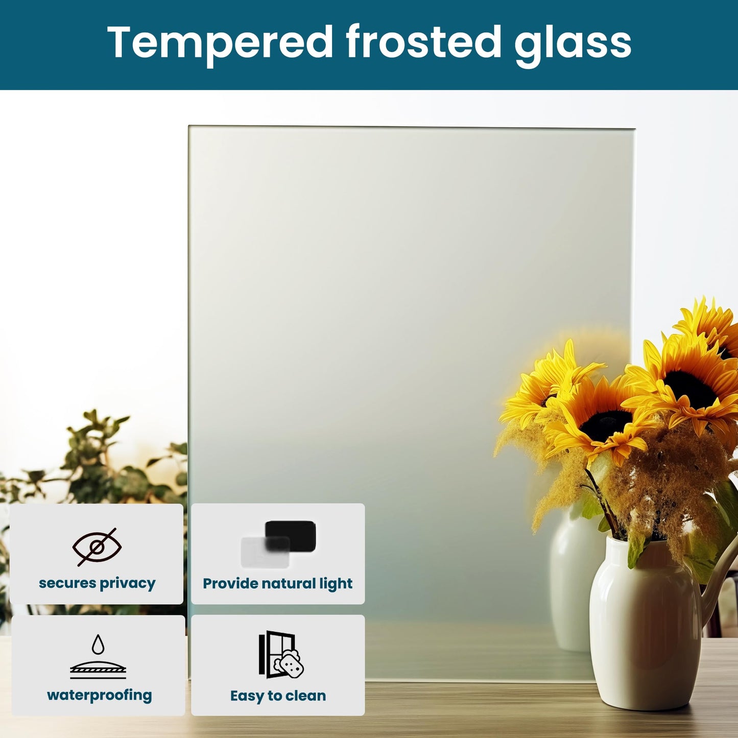 SMARTSTANDARD 24" x 80" Frosted Glass Interior Door Slab, Solid Core