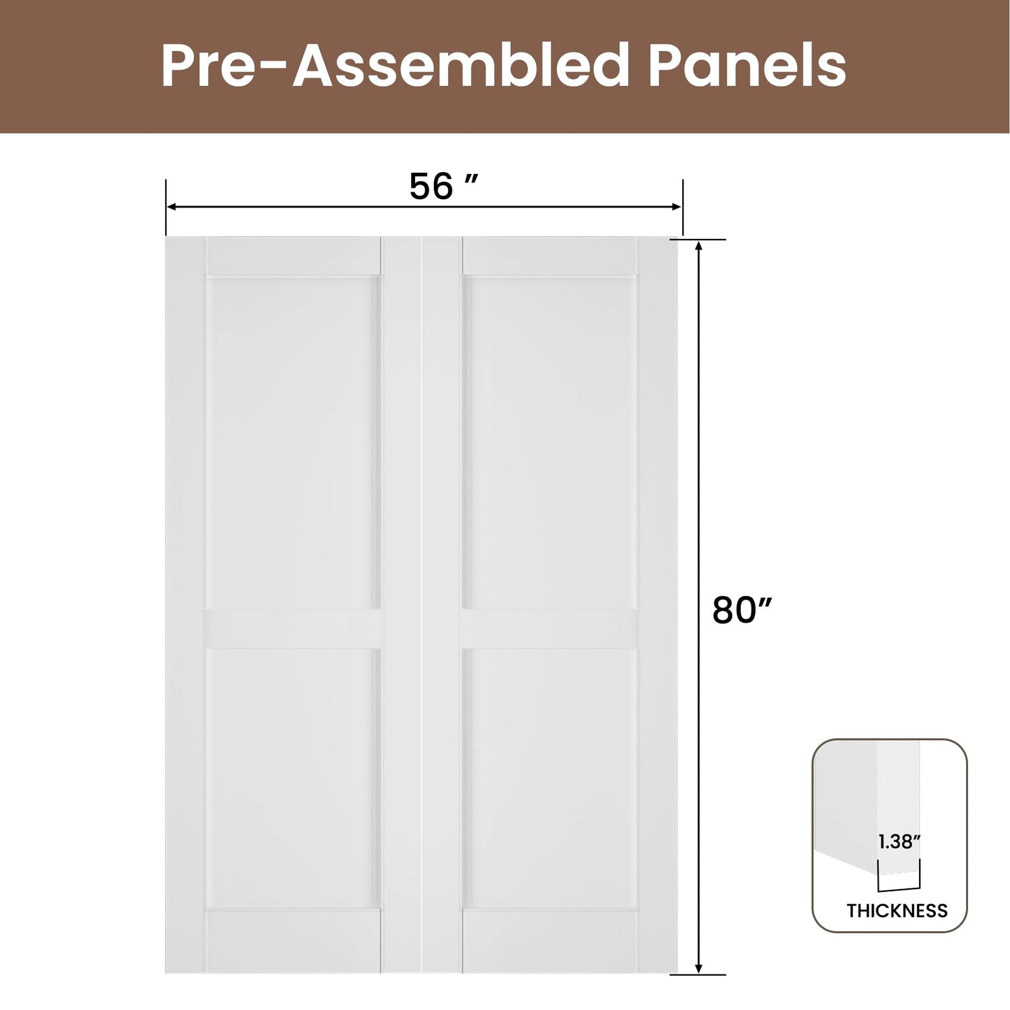 SMARTSTANDARD 56" x 80" Interior Doors, Solid Core Slab Door, Pre-Assembled