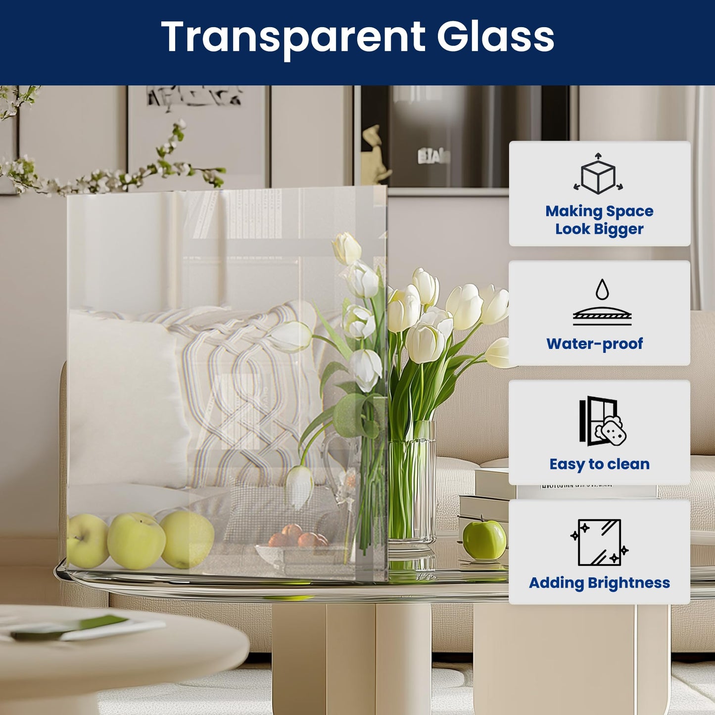 SMARTSTANDARD 64" x 80" Clear Glass French Interior Solid Core Door Slab