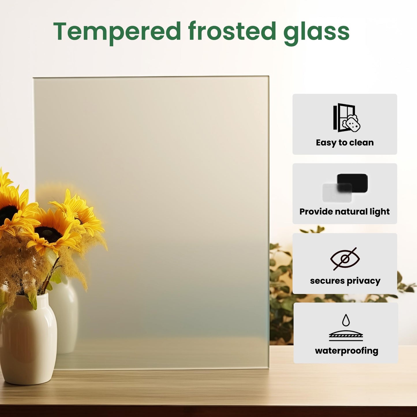 SMARTSTANDARD 28" x 80" Slab Door, Solid Core Frosted Glass Pantry Door