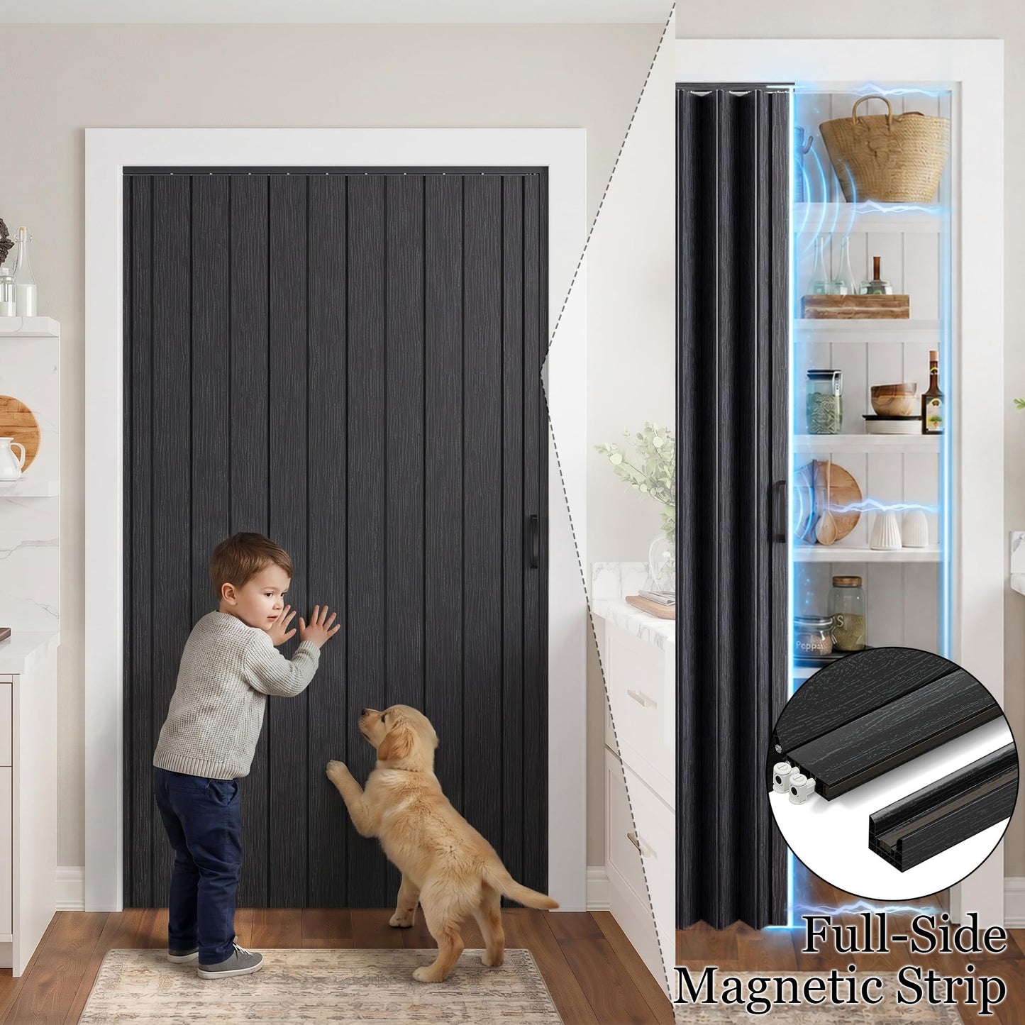SmartStandard 42" x 80" Accordion Doors, Double Walled, Classic Black