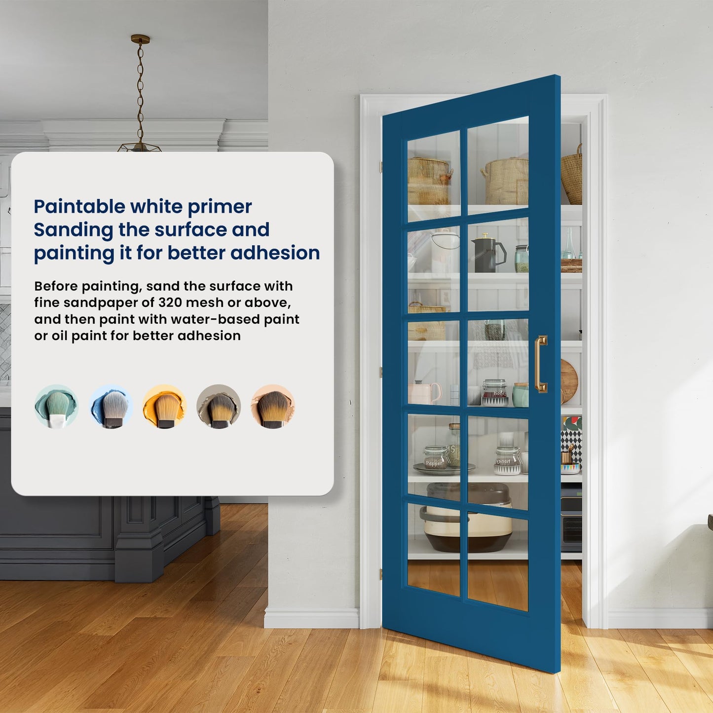SMARTSTANDARD 64" x 80" Clear Glass French Interior Solid Core Door Slab