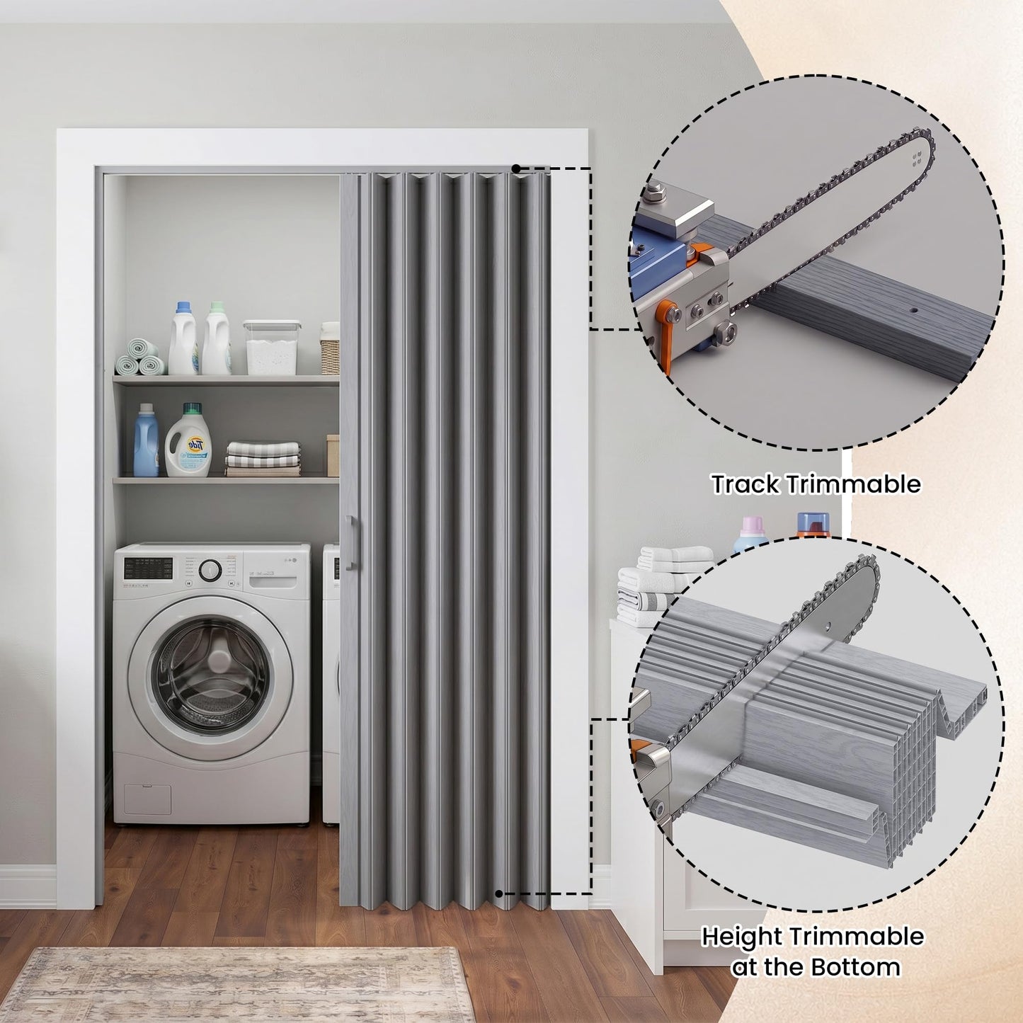 SmartStandard 48" x 80" Accordion Doors Interior, Double Walled, Grey