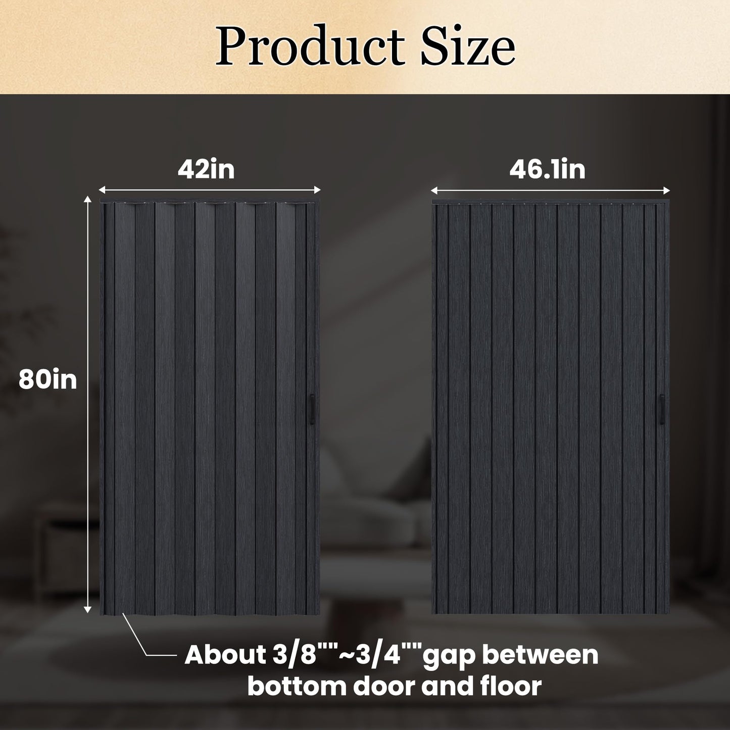 SmartStandard 42" x 80" Accordion Doors, Double Walled, Classic Black