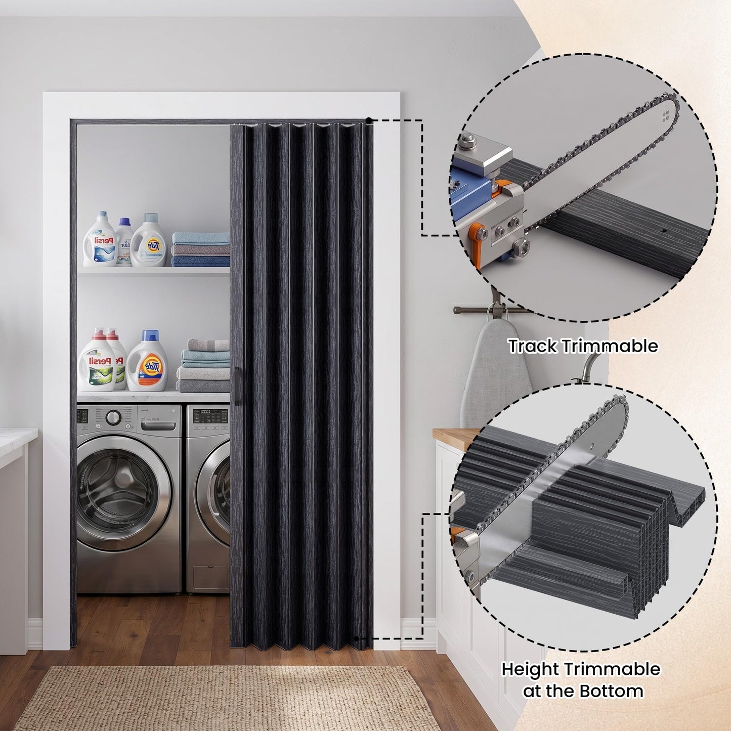 SmartStandard 42" x 80" Accordion Doors, Double Walled, Classic Black